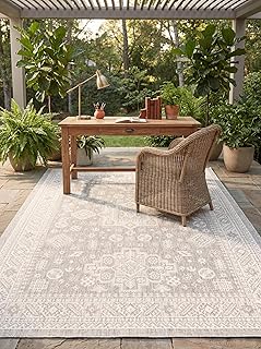 Rugs.com Outdoor Aztec Collection Rug – 3' x 5' Light Gray Flatweave Rug...