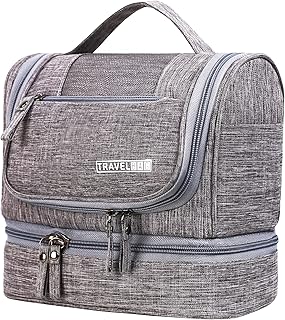 Kulturtasche, Kulturbeutel für Herren und Damen, tragbare Kosmetiktasche wasserdicht, Reisetasche, Toilettenbeutel, grau