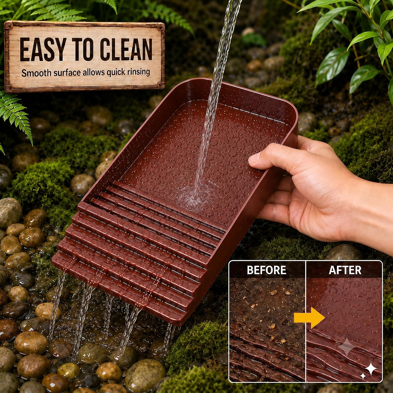 Reptile Bathing Pool with Ramp, Tortoise Water Dish & Reptile Food Dish Box | Tortoise Water Dish Reptile Water Bowl For Soaking, Feeding Drinking Tortoise Habitat Accessory For Turtles,Geckos,Snakes,Red