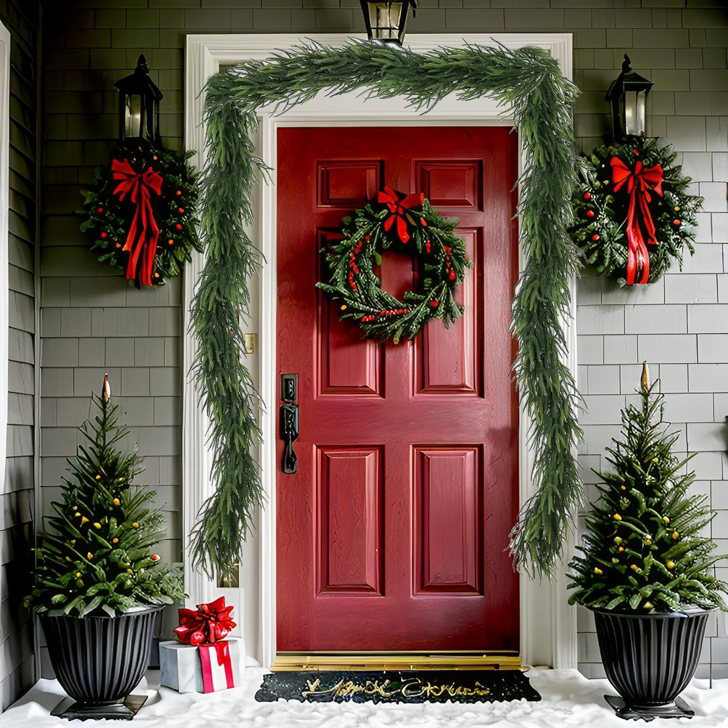 6ft Christmas Norfolk Pine Garlands, Real Touch Winter Pine Garland, Artificial Nature Touch Greenery Garland for Table,Mantle, Wall, Indoor, Outdoor Christmas Decorations - Image 5