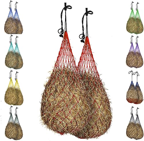 Vista 13 de Majestic Ally Red para heno, juego de 2, longitud: 54 pulgadas, agujeros de 3 x 3 pulgadas para caballos