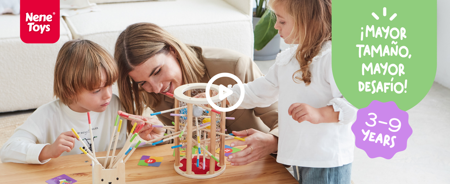 Montessori Holzspiel mit Stäbchen, Würfel & Karten ab 3