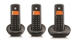 Motorola Voice - E203 Set de 3 Teléfonos Inalámbricos Digitales, Interceptación de Llamadas, Acceso Remoto, Tecla No Molestar, Altavoz Manos Libres, Negro