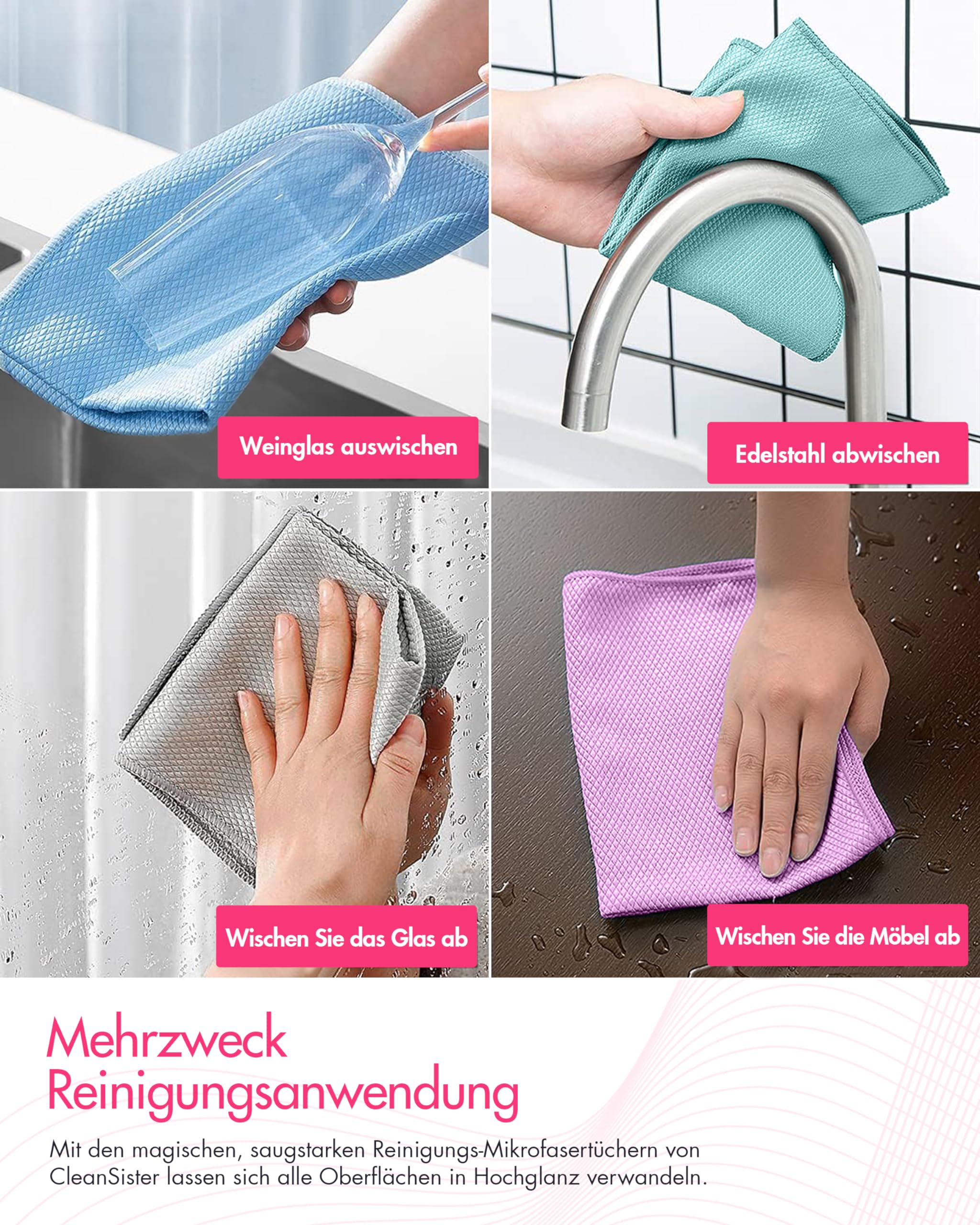 Pack 5 Chiffons Microfibre Ilbay's - Ultra Absorbants, Sans Traces Pour Voiture Et Maison - 40x60cm