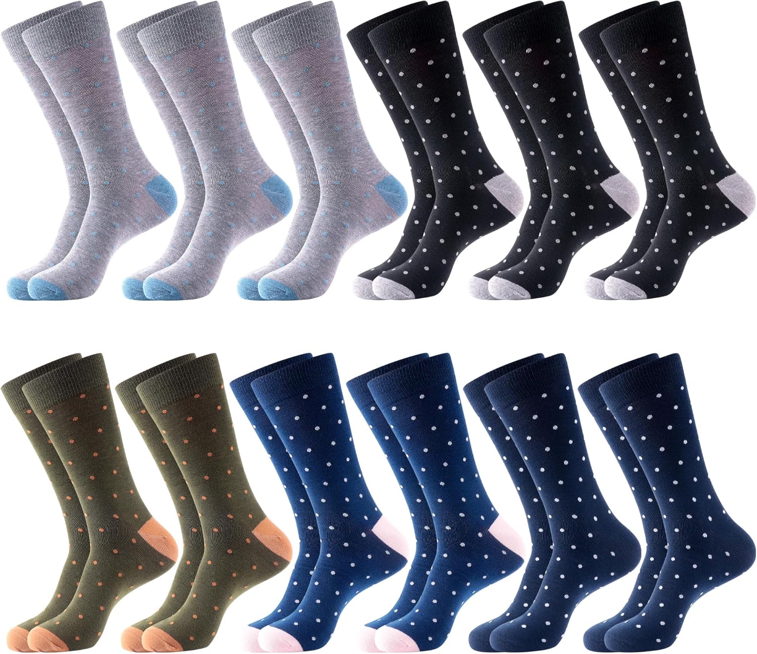 Parquet 12 Pack Dress Socks for Men- Fancy Argyle and Classic Pattern Dress Socks