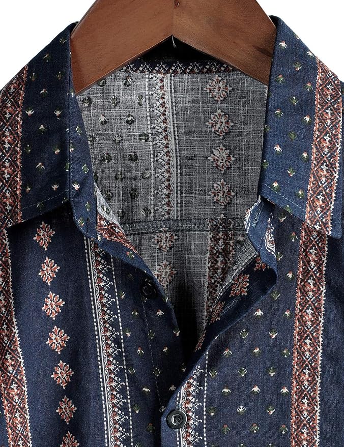 VATPAVE Mens Casual Hawaiian Floral Shirts Short Sleeve 70%Cotton 30%Viscose,Spread Collal,Regular Fit