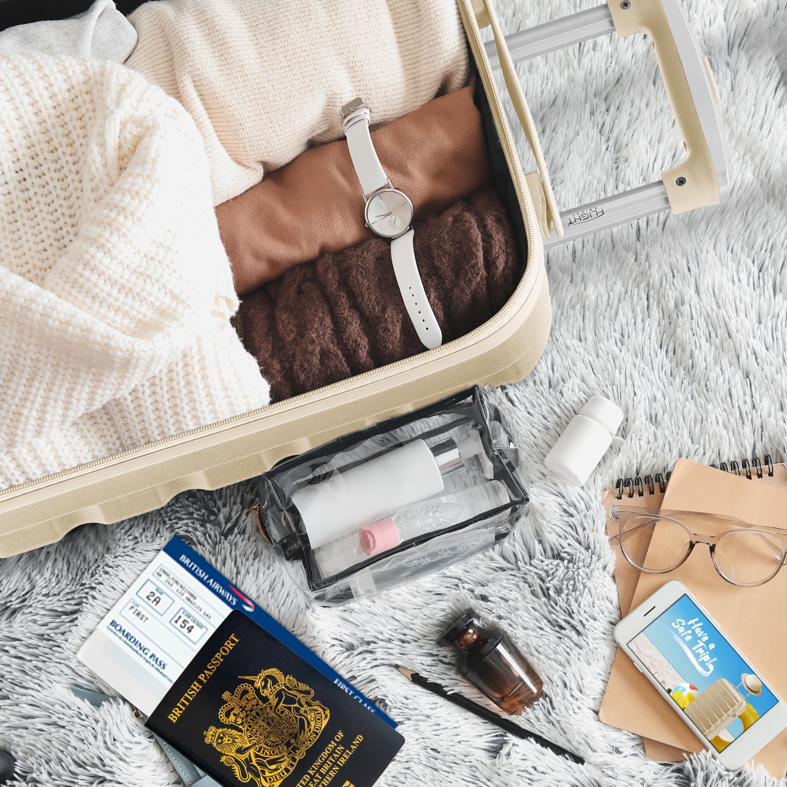 Flight Knight Cabin Suitcase 55x35x20, Lightweight Carry On Bag for Over 100 Airlines- Ryanair, EasyJet, British Airways, Virgin Atlantic - Small Durable Hand Luggage, ABS Hard Shell- TSA Lock