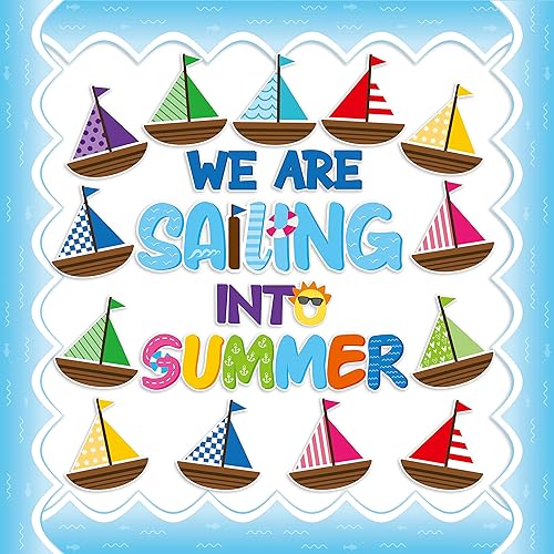 CY2SIDE 86 piezas de recortes de vela en verano para juegos de bordes de tablones de anuncios, recortes de veleros temáticos de hola verano,