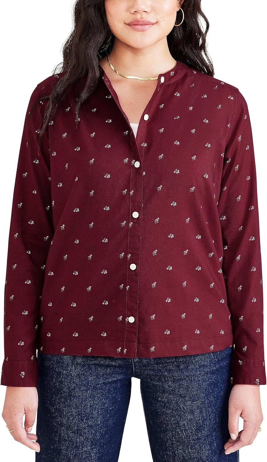 Dockers Womens Regular Fit Long Sleeve Button Down ShirtButton Down Shirt