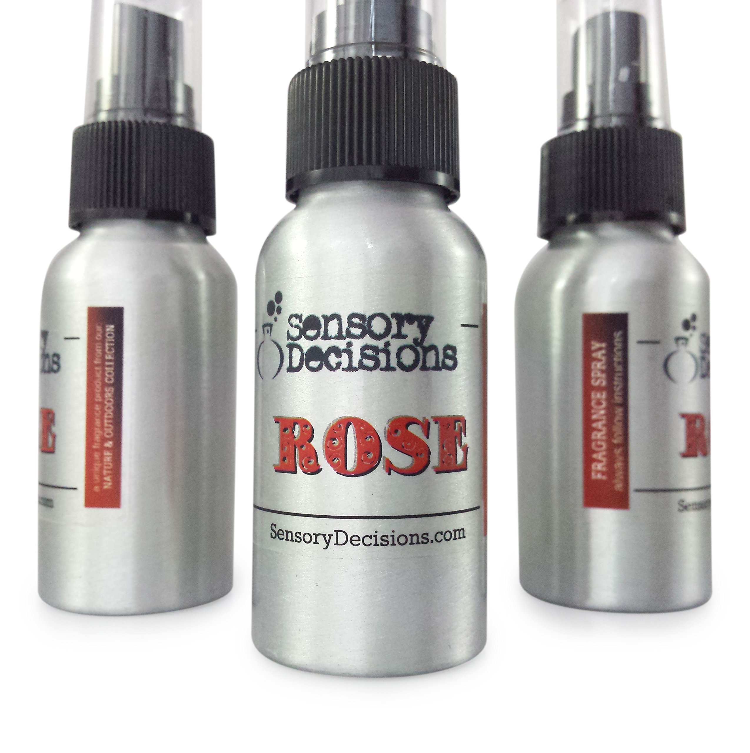 Rose fragancia habitación Spray – aroma a rosas para el hogar, por decisiones sensorial, metal, Plateado, 3 bottles