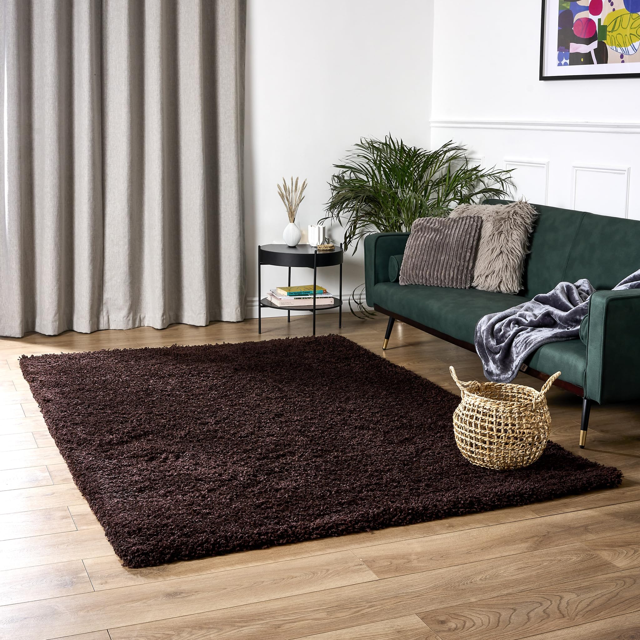 Bravich Navy Blue Shaggy Rug 80 x 150cm (2'7" x 4'11") 5cm Pile Medium Thick Fluffy Living Room Hessian Backed Washable — view 42