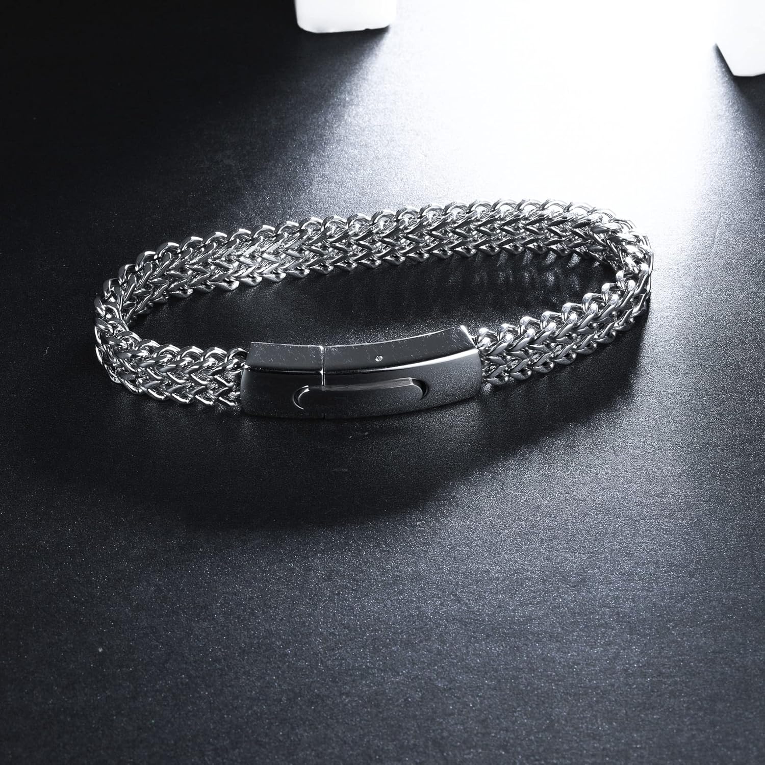 Silver Bracelet for Men 10mm Franco Chain with Bayonet Clasp Mens Bracelet Stainless Steel 7.5/8/8.5 Inch Mens Jewelry Valentines Day Gifts for Him - Image 9