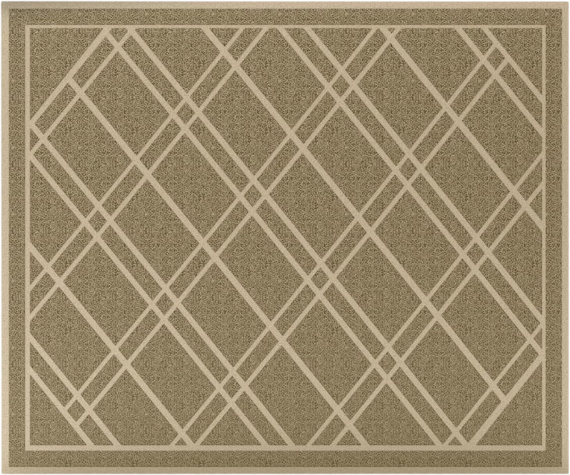 SlipToGrip Universal Door Mat, Plaid Design - Khaki, 42 x 35 - Anti Slip, Durable and Washable, Outdoor and Indoor Floor Welcome Mat - Front Door, Dust Absorbent