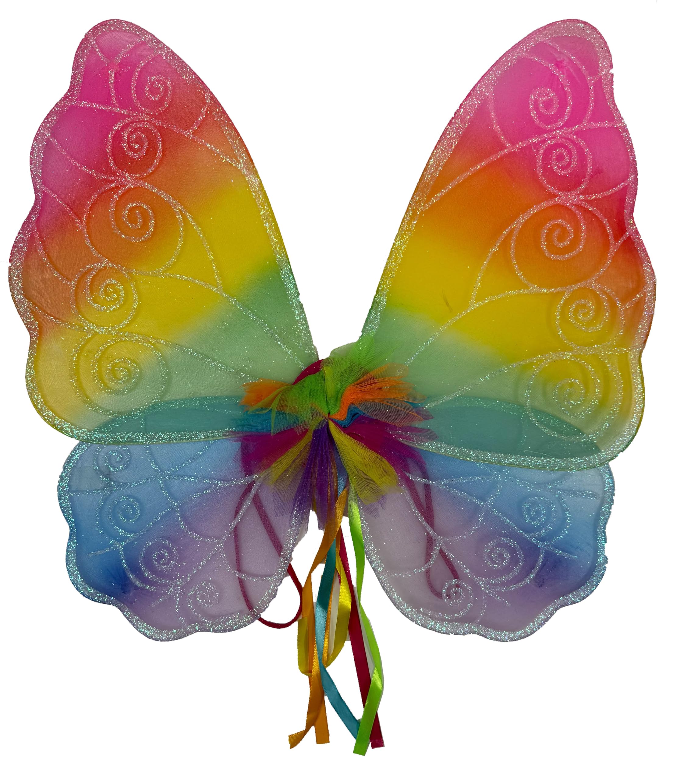 Zac's Alter Ego Fancy Dress Glitter Rainbow Butterfly Wings with Lace & Ribbon