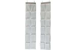 Simple Houseware 12 Large Pockets Over the Door Shoe Organizer, Grey