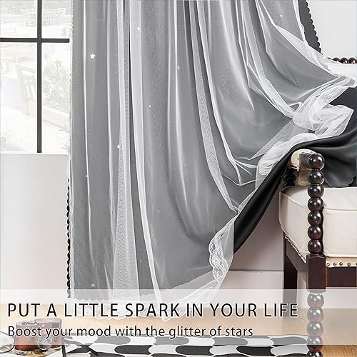 Miniatura 186 de XiDi - Cortinas rosas y grises para dormitorio de niñas, calcomanías de pared de unicornio, cortina verde, oscurecimiento de habitación, opaca, 63