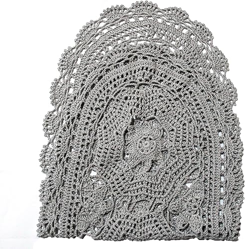 Miniatura 5 de BIBITIME Mantel individual ovalado de 3 flores de encaje de ganchillo, para boda, comedor, dormitorio, jarrón, decoración del hogar, camino de mesa