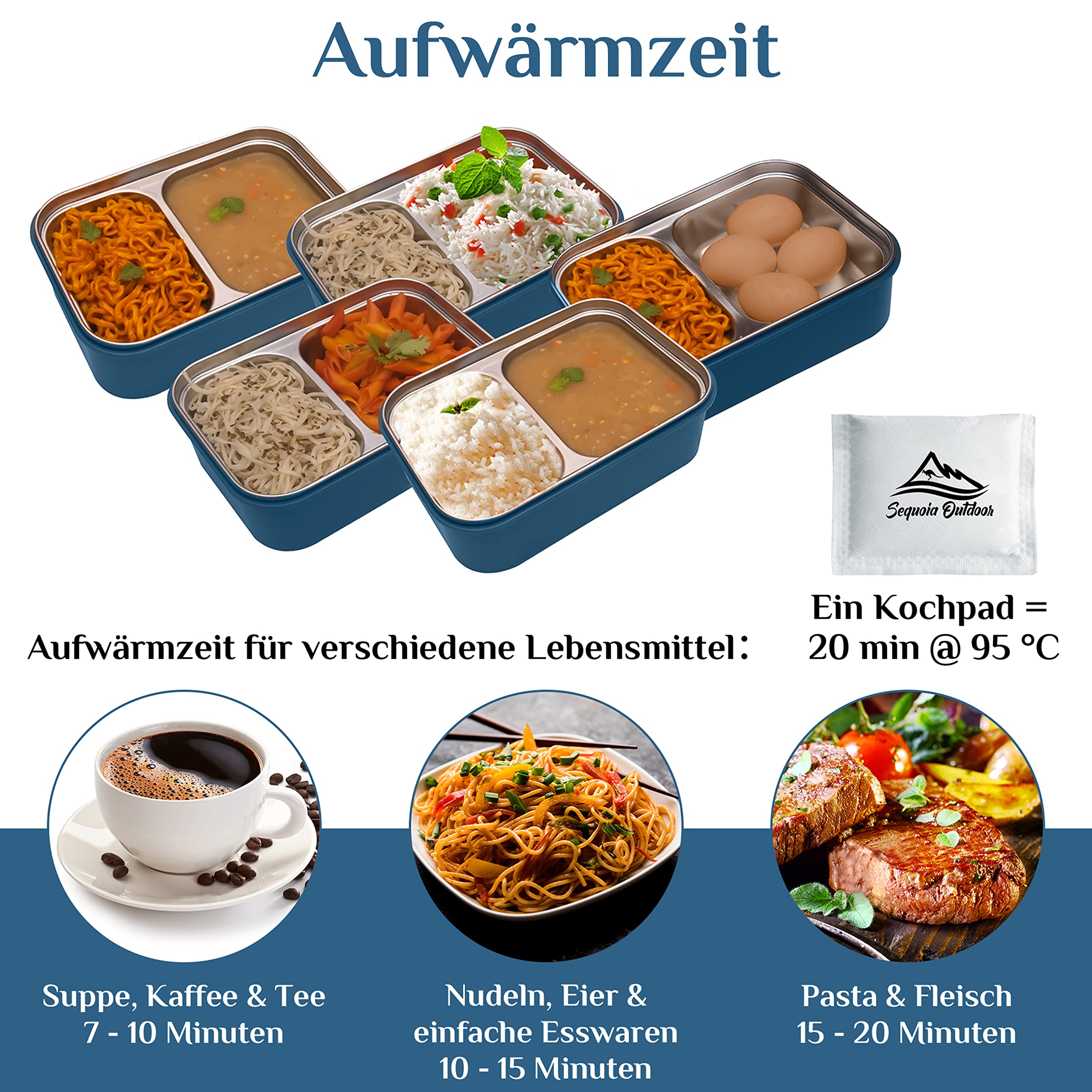 10 Kochpads 50g für flammenloses Kochset - Kochen ohne Feuer beim Camping, im Auto und Büro - kein Gas, Holz oder Strom