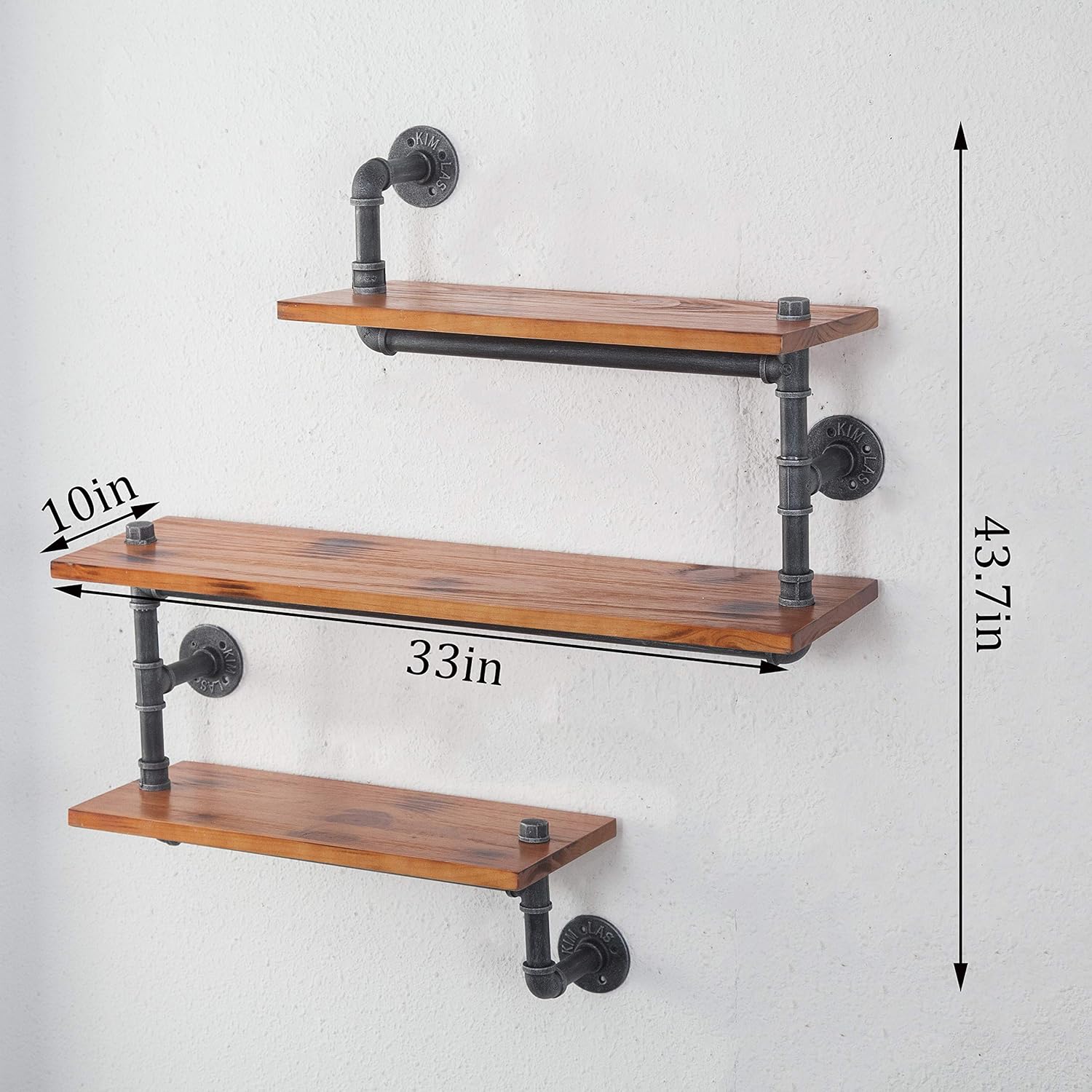 Flash Sale (33 W,9 D) Industrial Pipe Shelf, 3-Shelves Wall Mounted Pipe Design Bookcases Furniture, Retro Brown