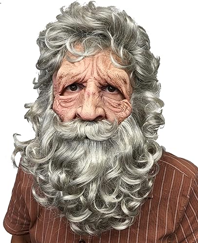 Zagone Studios Máscara de gran padre, tiempo padre, mago, poseidón, anciano máscara de látex