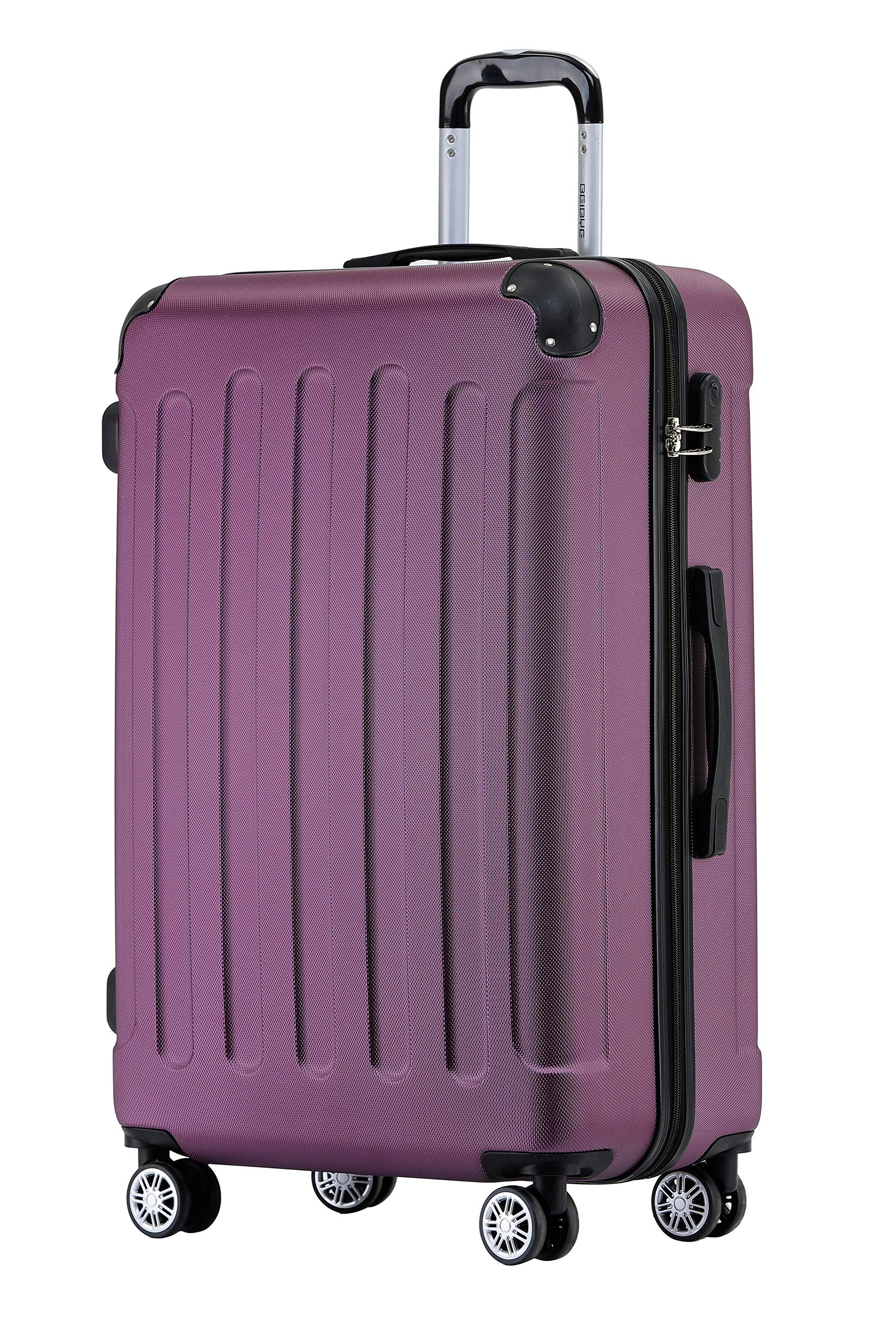 BEIBYE Hartschalenkoffer L 66 cm – mittelgroßer Reisekoffer, leicht, robust, ABS, 360° Doppelrollen, Zahlenschloss, Violett