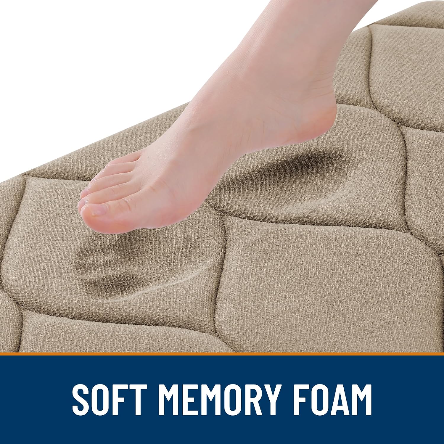Smiry Memory Foam Bath Mat 30''x20'', Ultra Soft Non-Slip Bathroom Rug, Plush Water Absorbent Quick Dry and Machine Washable Floor Mat for Shower, Tub & Home Decor, Tan