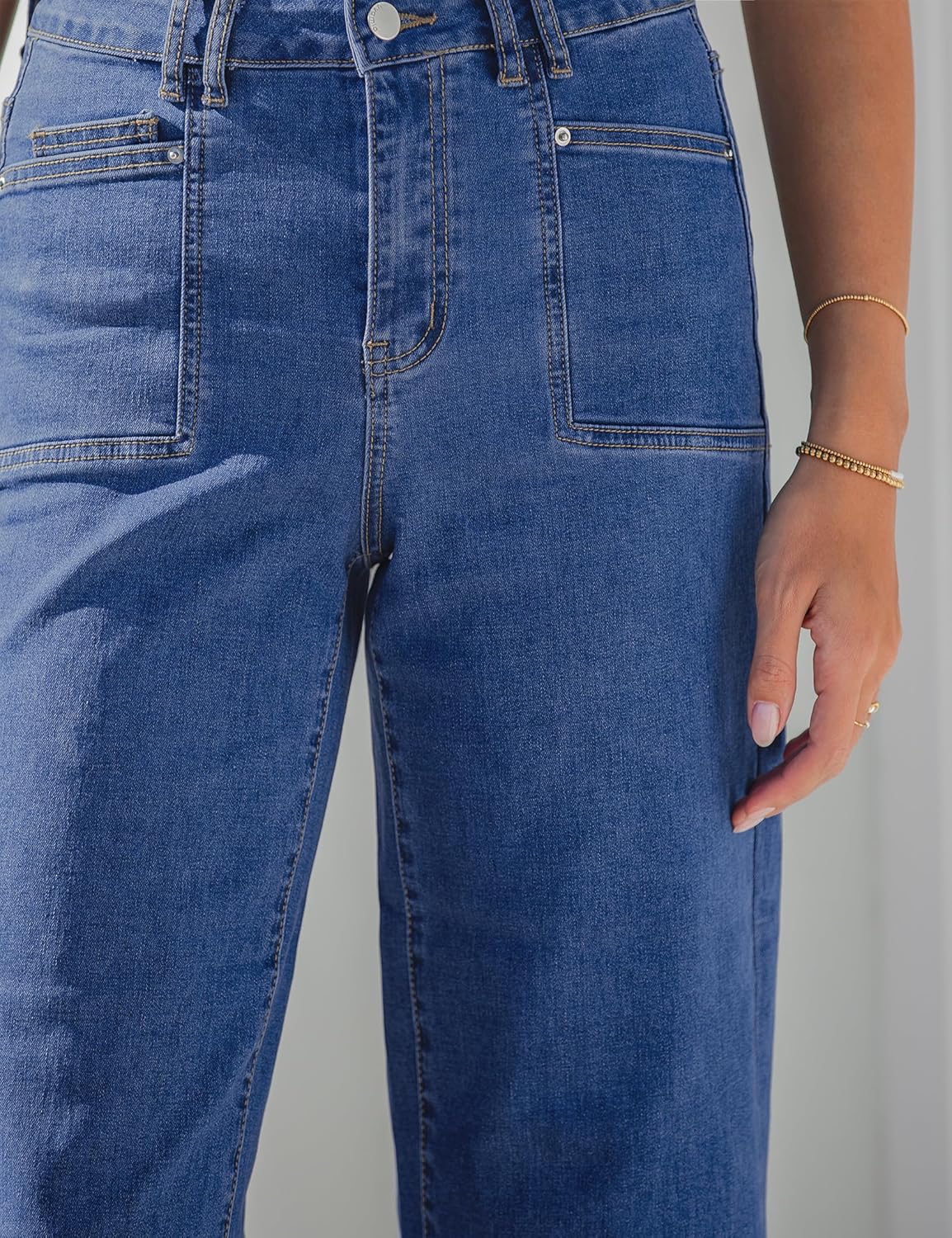 luvamia Wide Leg Jeans Woman Cropped Trendy Patch Pocket High Waisted 2026 Baggy Loose Straight Leg Stretchy Denim Pants - Image 4