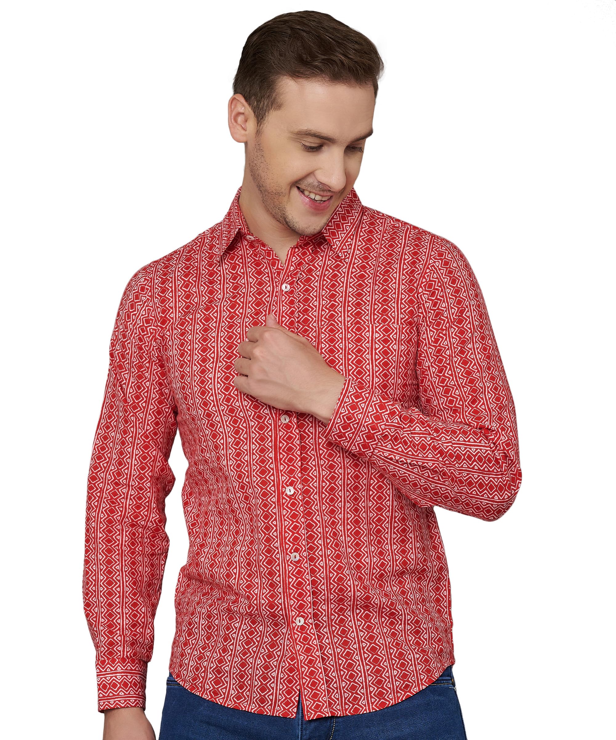 japer kurti Mens Jaipuri Pure Cotton B&W Color Mandarin Collar Straight Fit Casual Shirt-picture-39