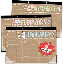 Hadley Designs Large Desk Calendar 2026-2027 - Desktop Calendar 2026, 18 -Month Desk Calendars for Home, Office & Classroom, Cute Kraft Classroom Decor Teacher Must Haves, January 2026 to June 2027