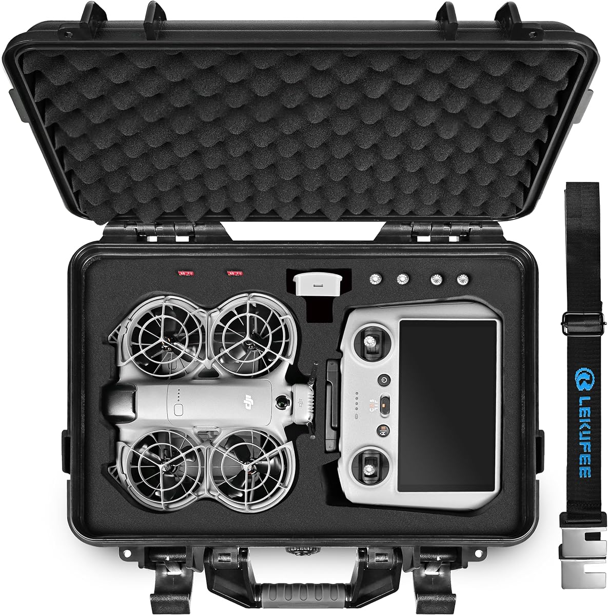 Waterproof Hard Carrying Case for DJI Neo 2, Fly More Combo, DJI RC 2/RC N3, Battery(5 pcs), Charging Hub, and other Accessories(Case Only)
