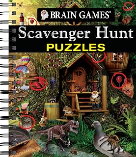 Brain Games Scavenger Hunt Puzzles Book - 70 Visual Find-and-Seek Brain Teasers, Spiral Bound 160 Pages