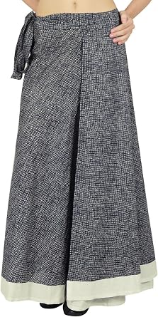 Printed Single Layer Cotton Magic Wrap Skirt for Womens Plus Size Long Wrap Skirt