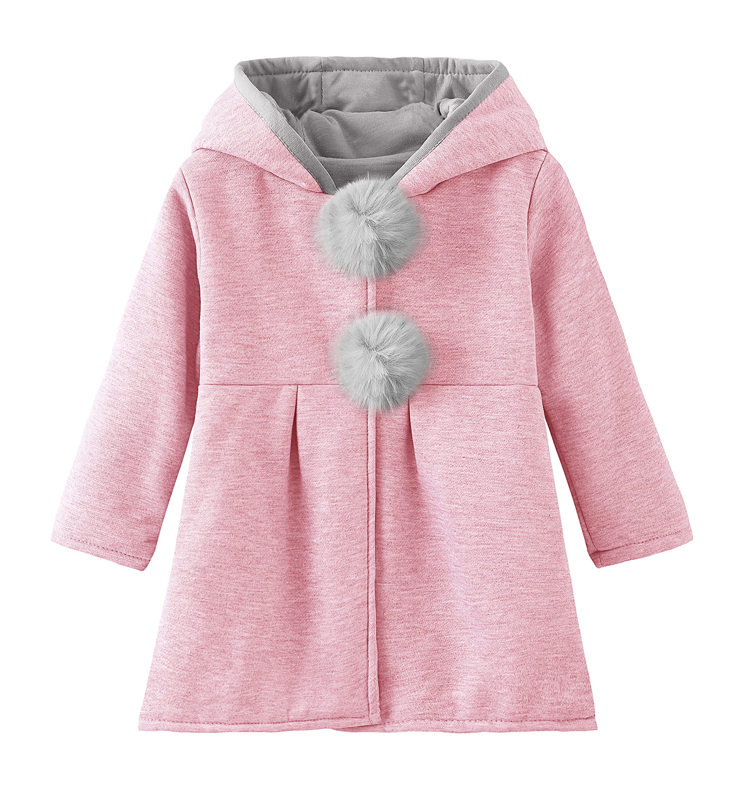 Symunnia Kids Girl's Hooded Jacket 3D Long Bunny Ears Coat Cotton Outwear Fall Winter Clothes(4-5years old,Pink)