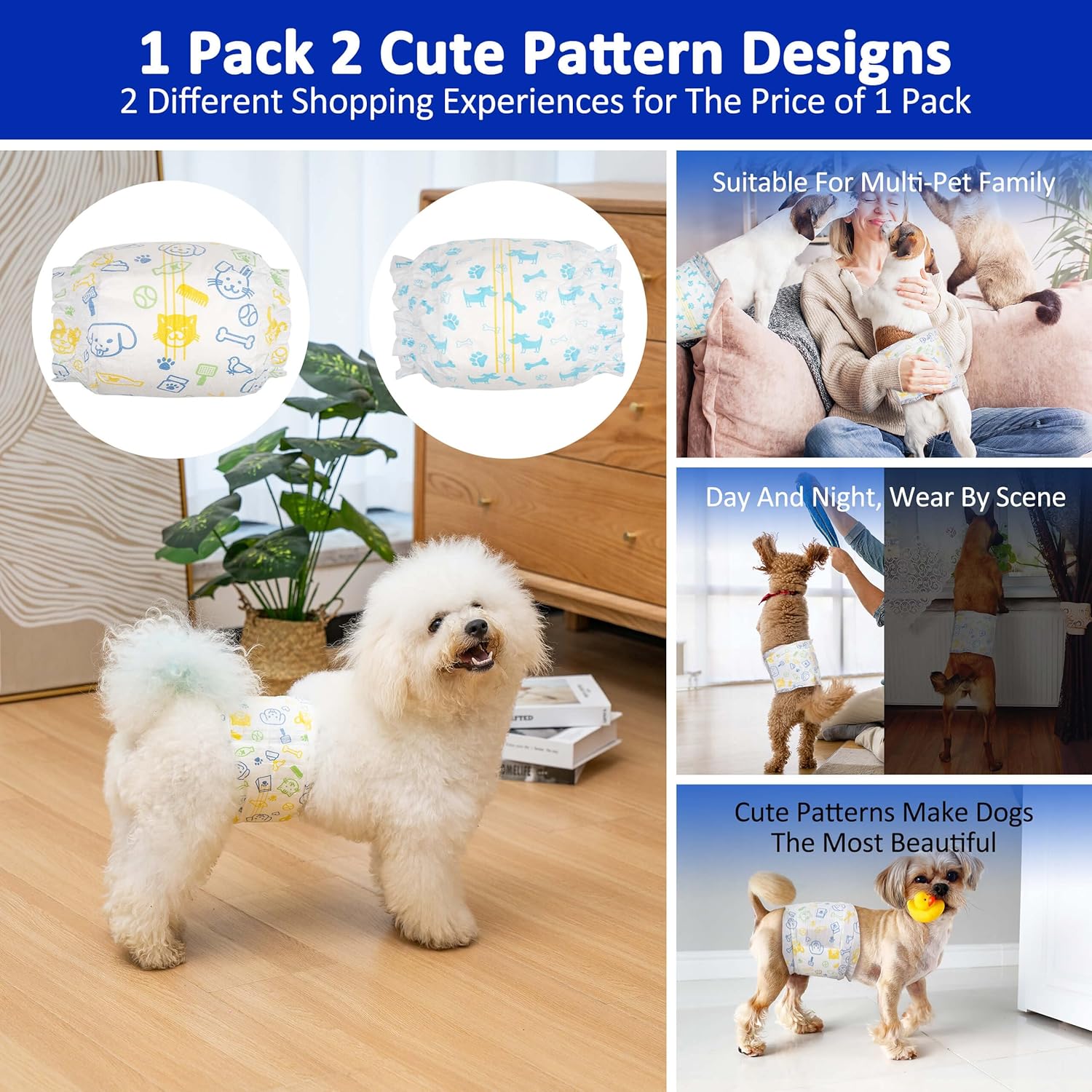 Dono Disposable Male Pet Diapers| 1 Pack 3 Blankets Soft Fluffy Cute Bone Pattern Fleece Pet Blanket