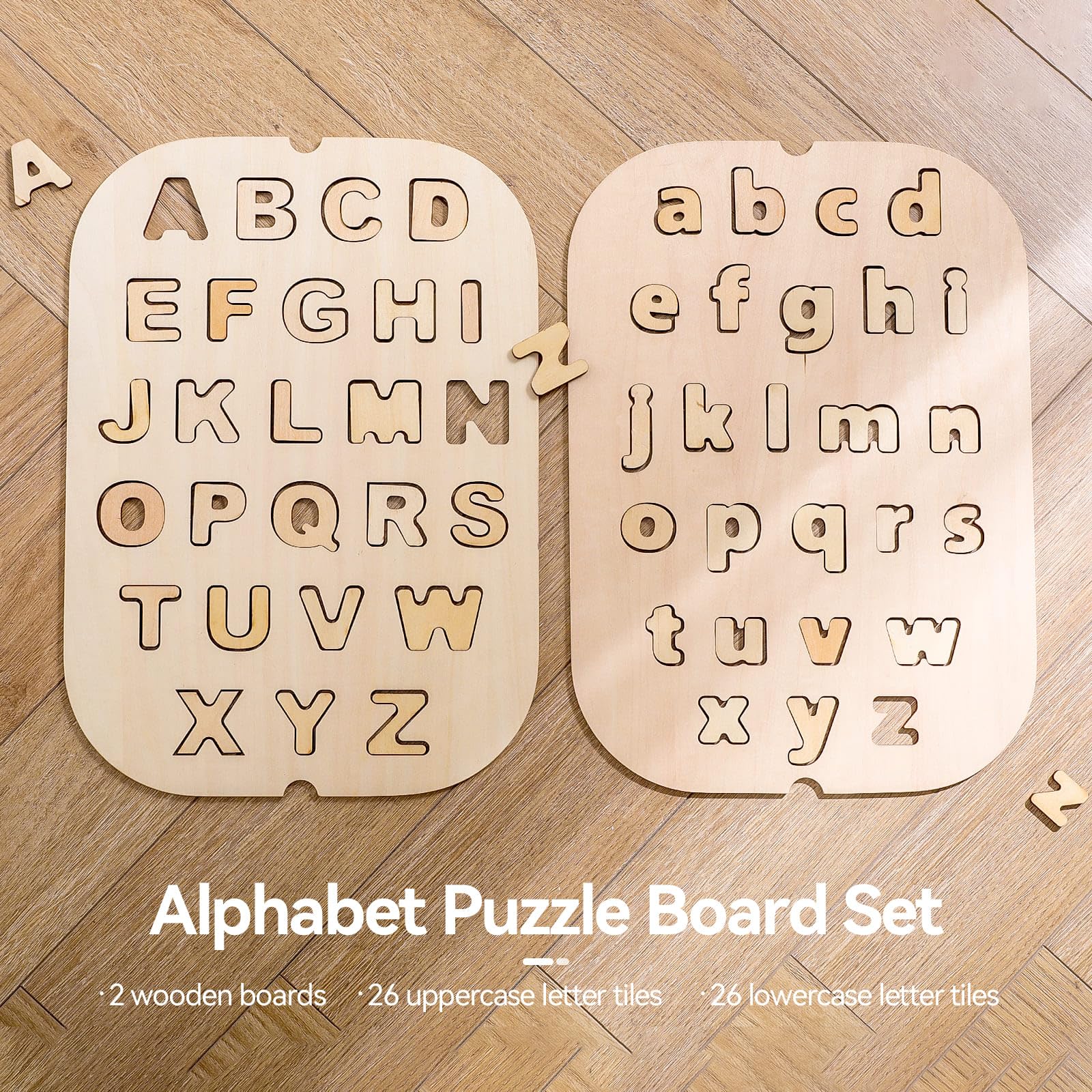 IEATFO Sensory Table Flisat Trofast Inserts Wooden Alphabet Board Set - Capital and Small Letters for Sensory Table Play - Montessori-Inspired