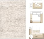 Fmfunctex 8x10 Washable Area Rug Neutral Beige Vintage Distressed Oriental Non Slip Low Pile Floral Rug Cream Traditional Soft Thin Retro Tapis Salon Indoor Carpet for Living Room Bedroom Dining Room
