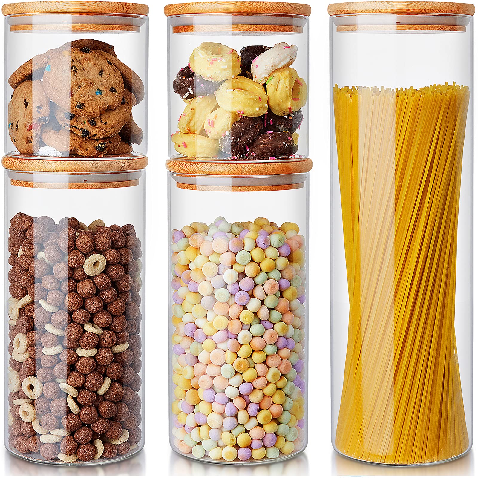 AIKWI Glass Food Storage Jars Set of 5, Airtight Glass Kitchen