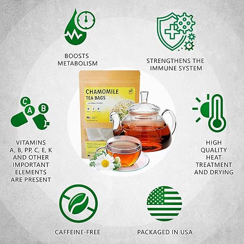 Miniatura 3 de TeaDeam - Bolsas de té de manzanilla  Té sin cafeína y para dormir  Aroma de flores de manzanilla  para aliviar el estrés  Prepara caliente o helado