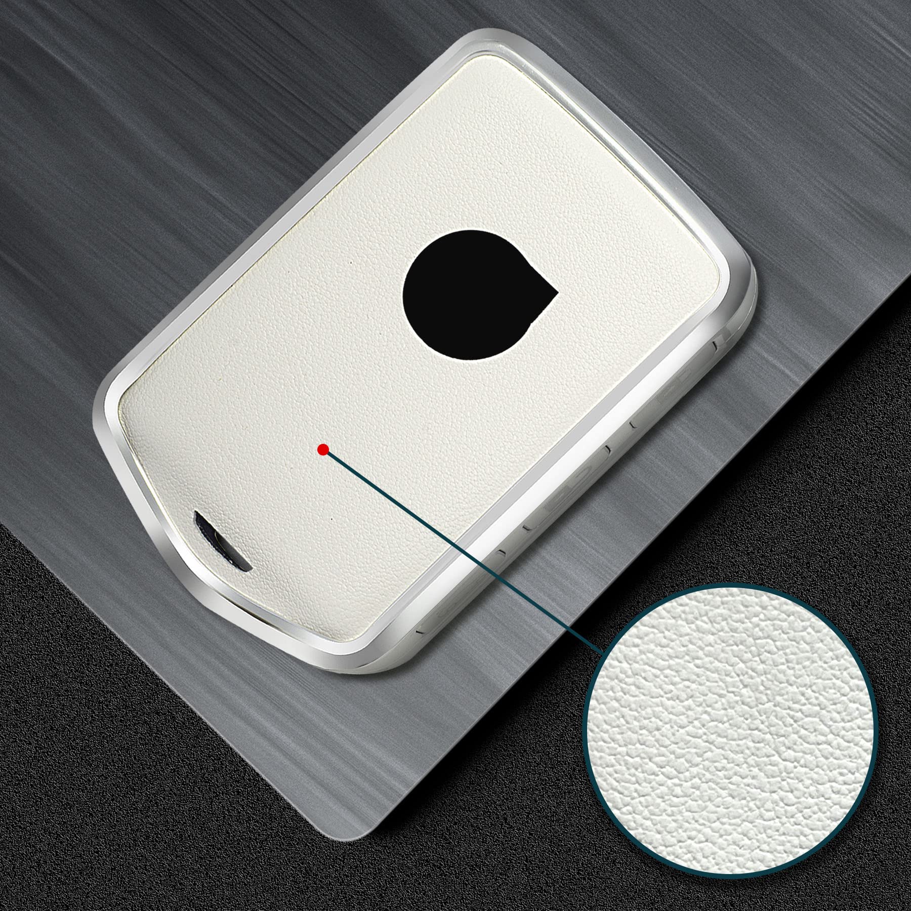 SK CUSTOM シルバーレザーとアルミフレーム スマートキーケース カバー