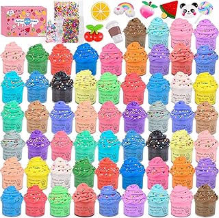 58 Pack Mini Butter Slime Kit,Super Soft and Non-Sticky,DIY Putty,Peach Charms,Stress Relief Toy for Girls and Boys Age 10-12, Slime Toys,Goodie Bag Stuffers for Kids