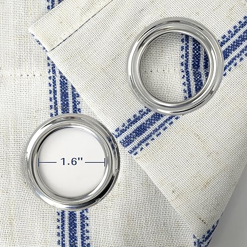 Vista 71 de DriftAway Cortinas opacas de mezcla de lino de 63 pulgadas de largo para dormitorio, cortinas de lino con estampado de rayas verticales, con Gris