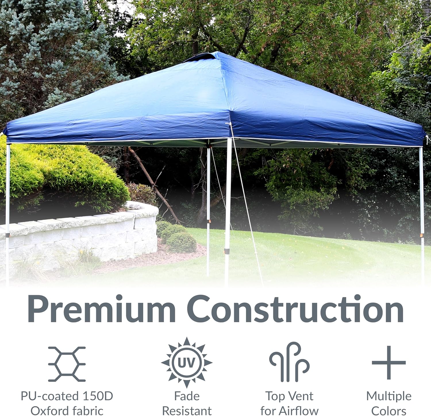 Sunnydaze Pop-Up Canopy Replacement Top - 12x12 Canopy Replacement Cover Only - Tent Shade Cover with Vent - Blue