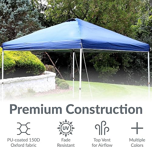 Miniatura 3 de Sunnydaze Toldo desplegable prémium de 12 x 12 pies con ventilación, parte superior de repuesto de tela Oxford 150D con revestimiento de poliuretano
