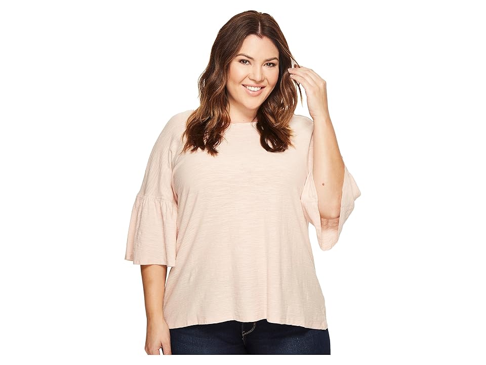 

TWO by Vince Camuto Plus Size Relaxed Bell Sleeve Cotton Slub Tee (Dusty Pink) Women's T Shirt