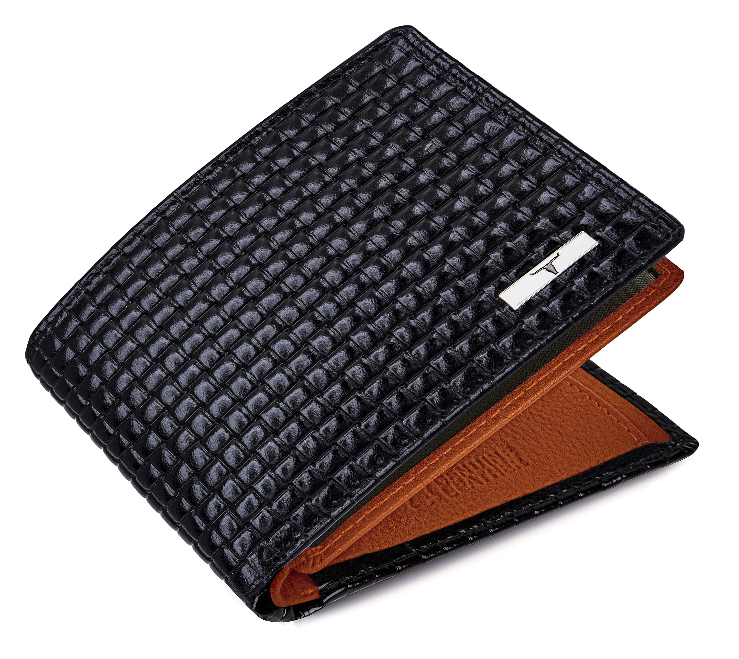 URBAN FOREST Kyle Printed Black & Orange Leather Wallet for Men