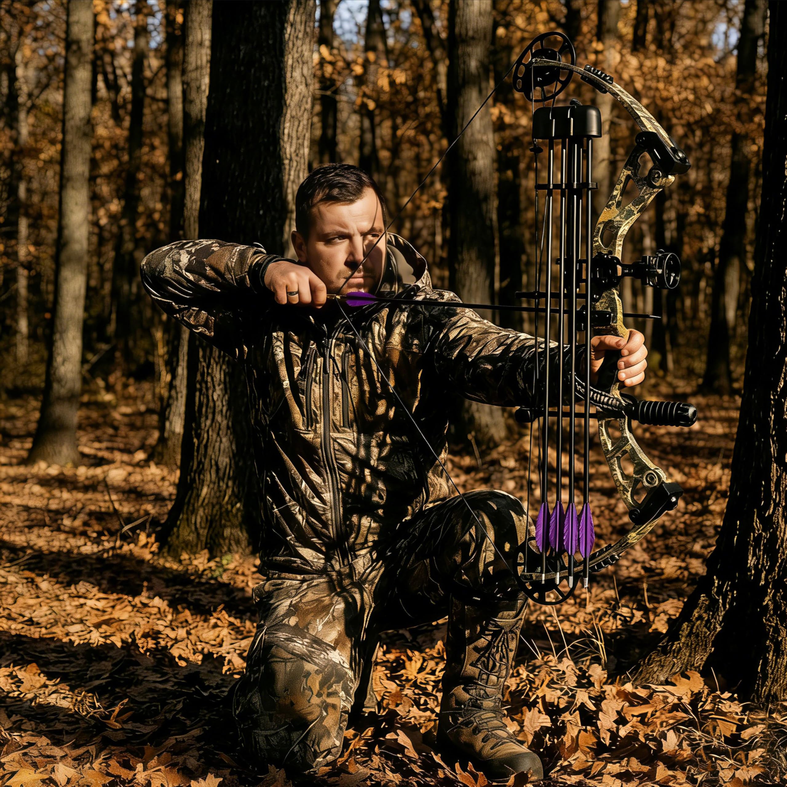 Compoundbogen Set Erwachsene, 30-50 lbs Einstellbar, Compoundbogen Rechtshänder für Anfänger, Bogen und Pfeil Set Zielscheiben für Jagd und Trainingszwecke