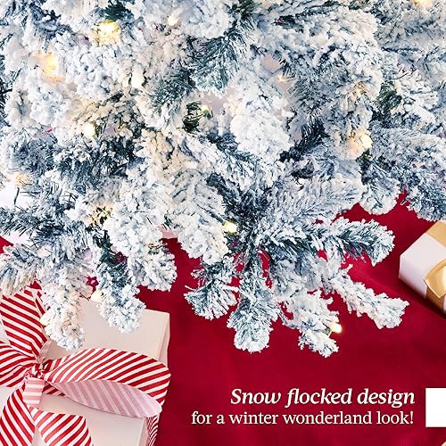 Miniatura 14 de Best Choice Products Árbol de Navidad rosa preiluminado de 6 pies, abeto completo con nieve artificial, decoración navideña con 250 luces, 928