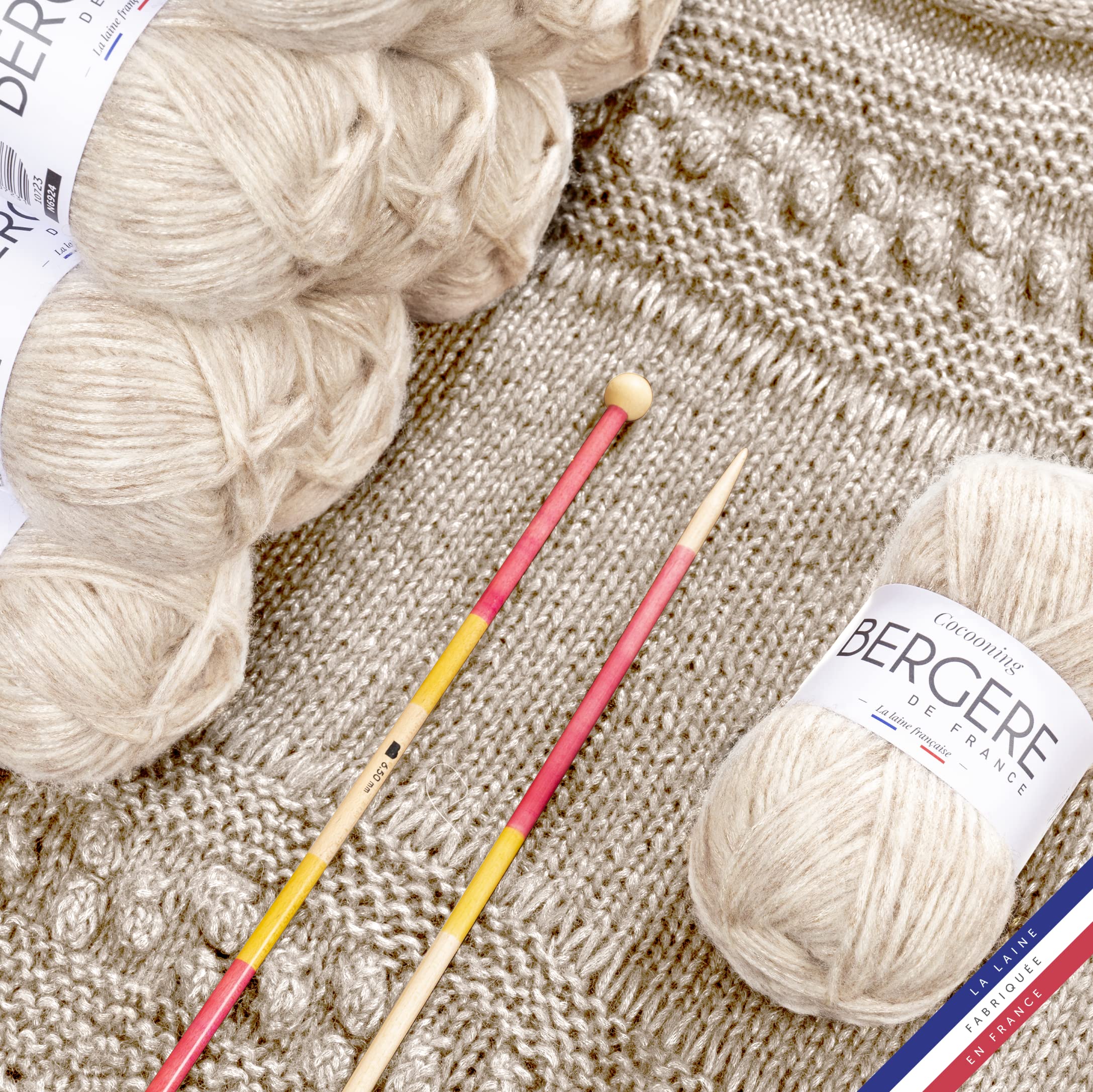 Bergère de France - COCOONING - Wolle set zum stricken und häkeln (10 x 50g) - 27% Wolle - 6,5 mm - Glänzendes rundes Strickgarn - GRIS (Grau)