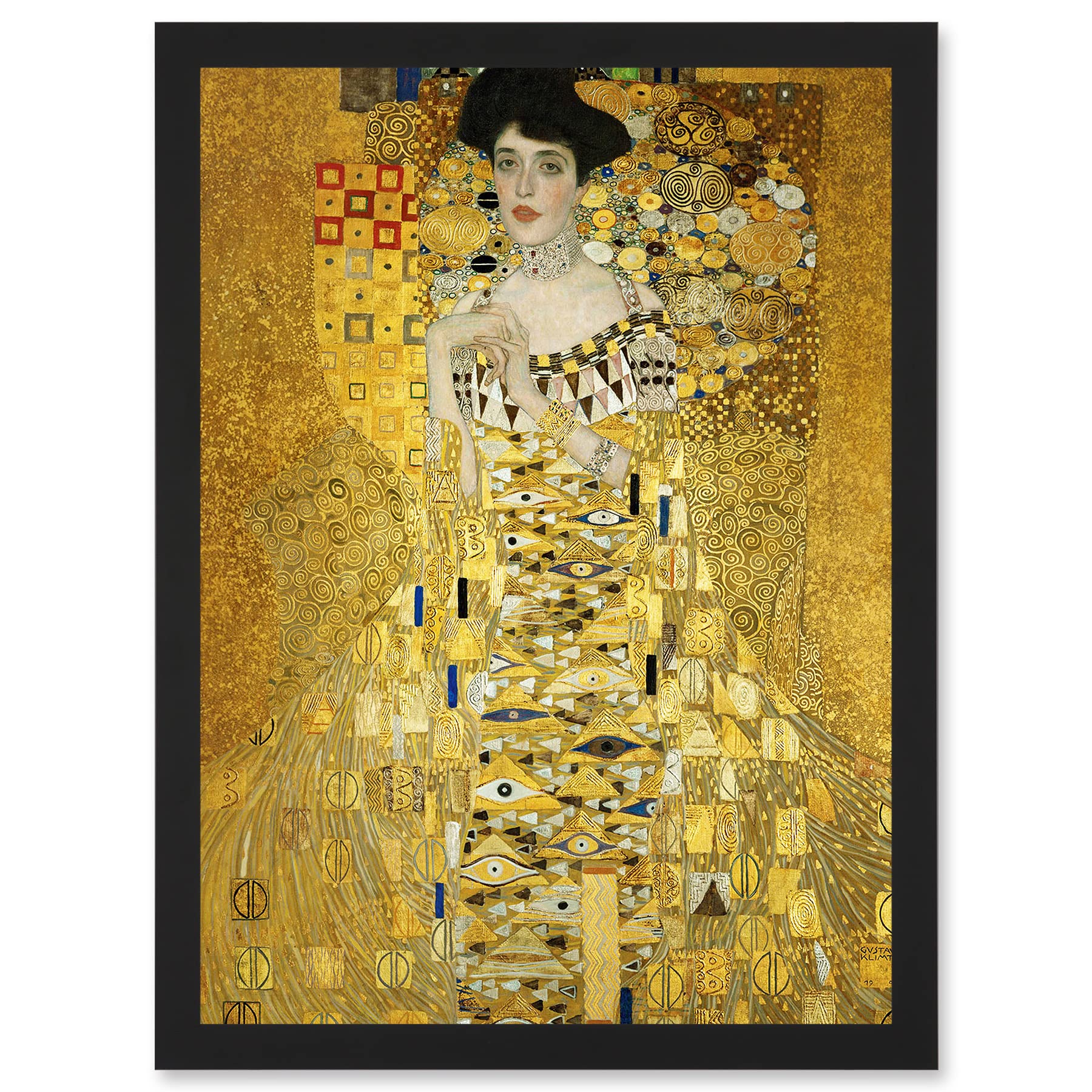 Gustav Klimt Portrait of Adele Bloch Bauer I Gold A4 Framed Wall Art Print