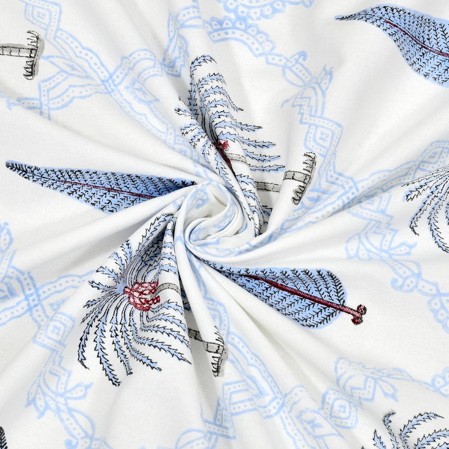 Blue Mirage Palm Tablecloth 60 Inch x 90 Inch – Handcrafted Block Print, 100% Cotton, Machine Washable Dining Table Linen, Rectangular Table Cover | Palms & Petals Collection